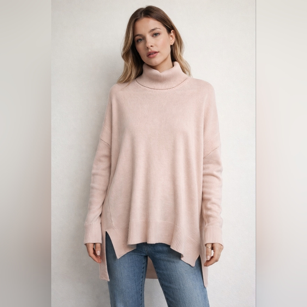 Ophelia Roe Blush Hi-Lo‎ Turtleneck Sweater